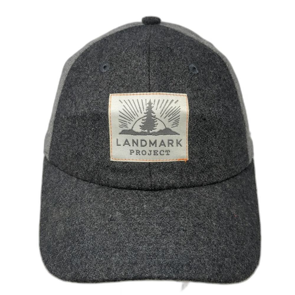 The Landmark Project Baseball Cap Gray One Size Wool Blend Leather Slideback Hat